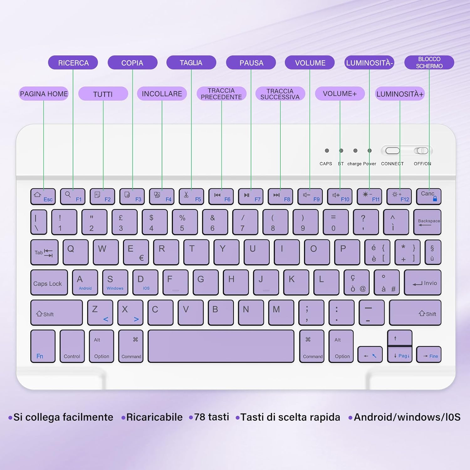 Bqss Tastiera Wireless Bluetooth Ricaricabile - immagine 5