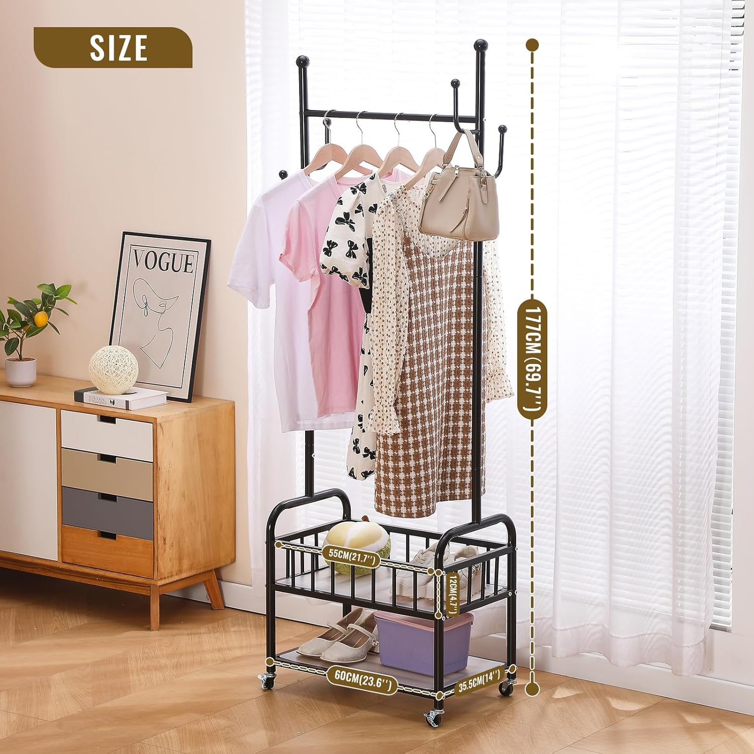 Kaihaowin Appendiabiti Pieghevole con Ruote, Nero - immagine 2