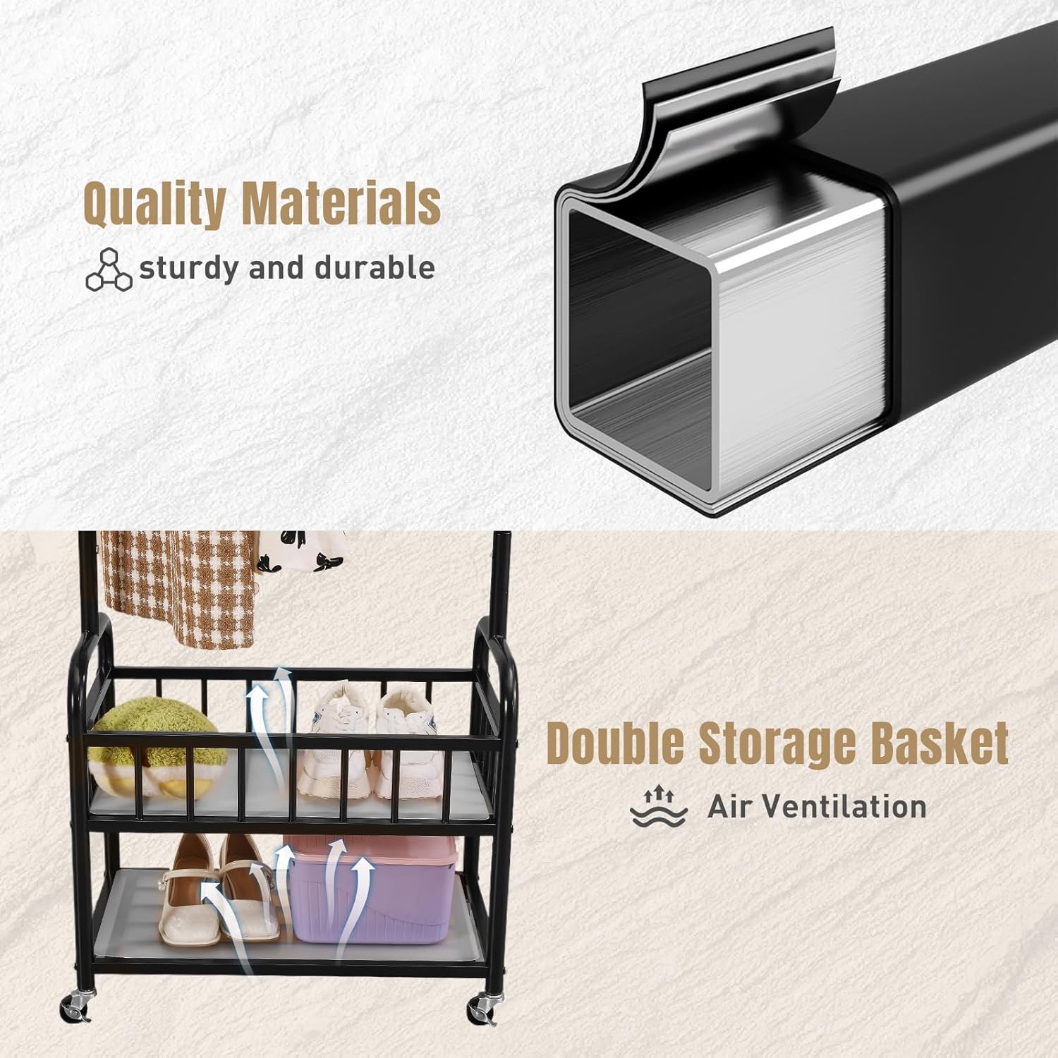 Kaihaowin Appendiabiti Pieghevole con Ruote, Nero - immagine 5