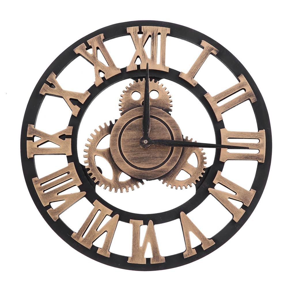 Orologio da parete in metallo, silenzioso, grande, design vintage, per camera da letto, caffè, ristorante, ufficio (30 cm d'oro)