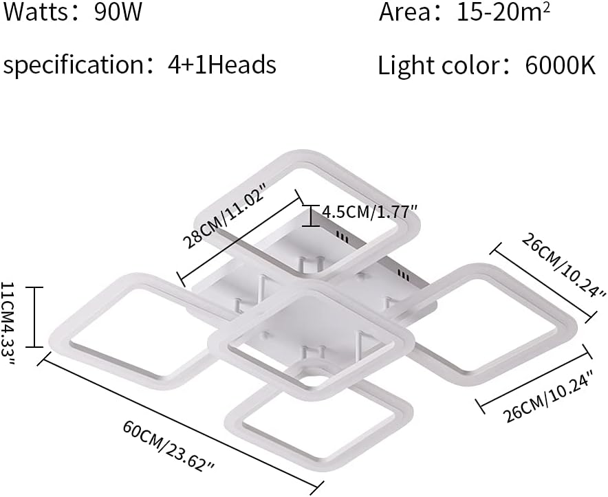 Osairous Lampadario Soffitto LED 60cm 90W - immagine 8