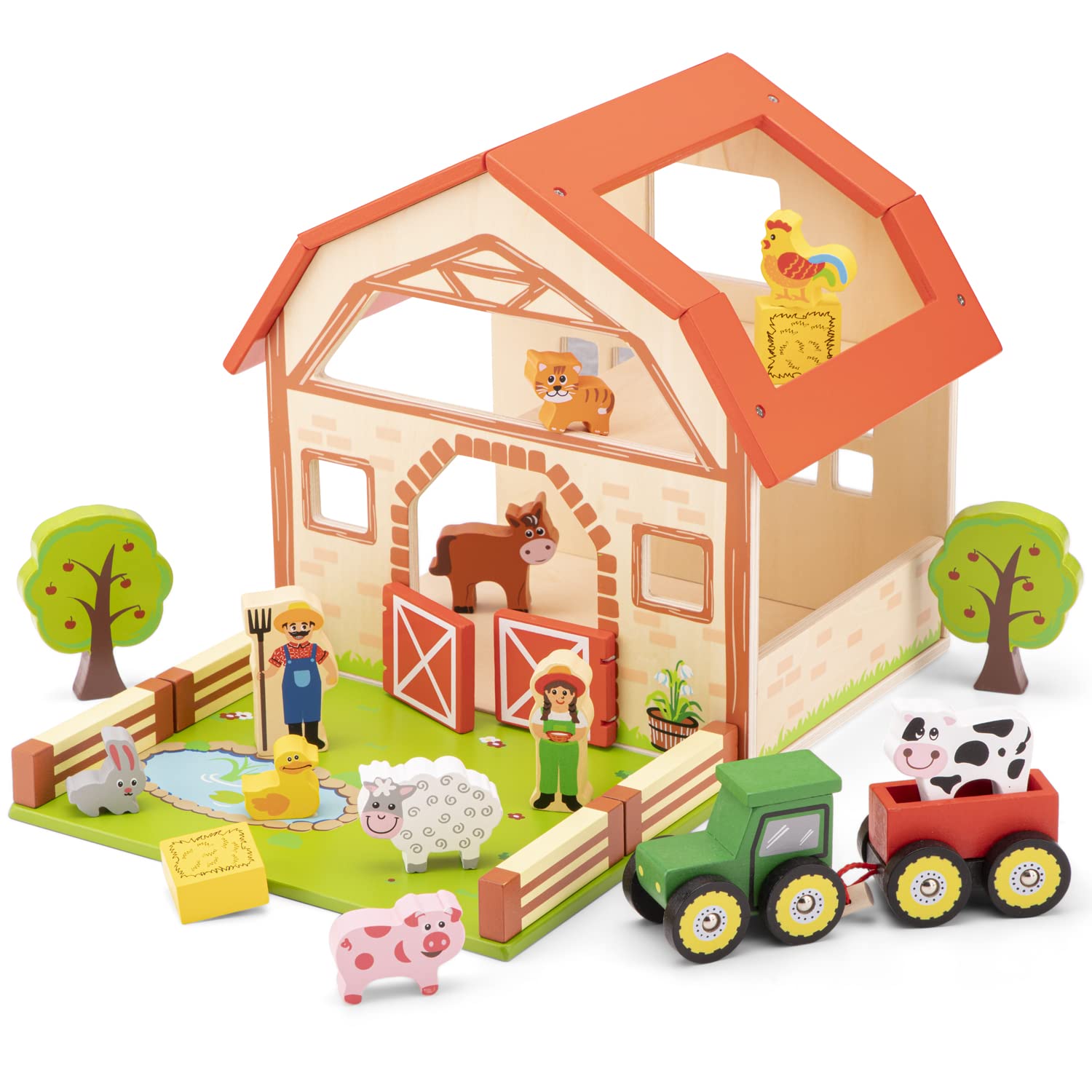 New Classic Toys 10850 - Casa della fattoria, in legno, multicolore