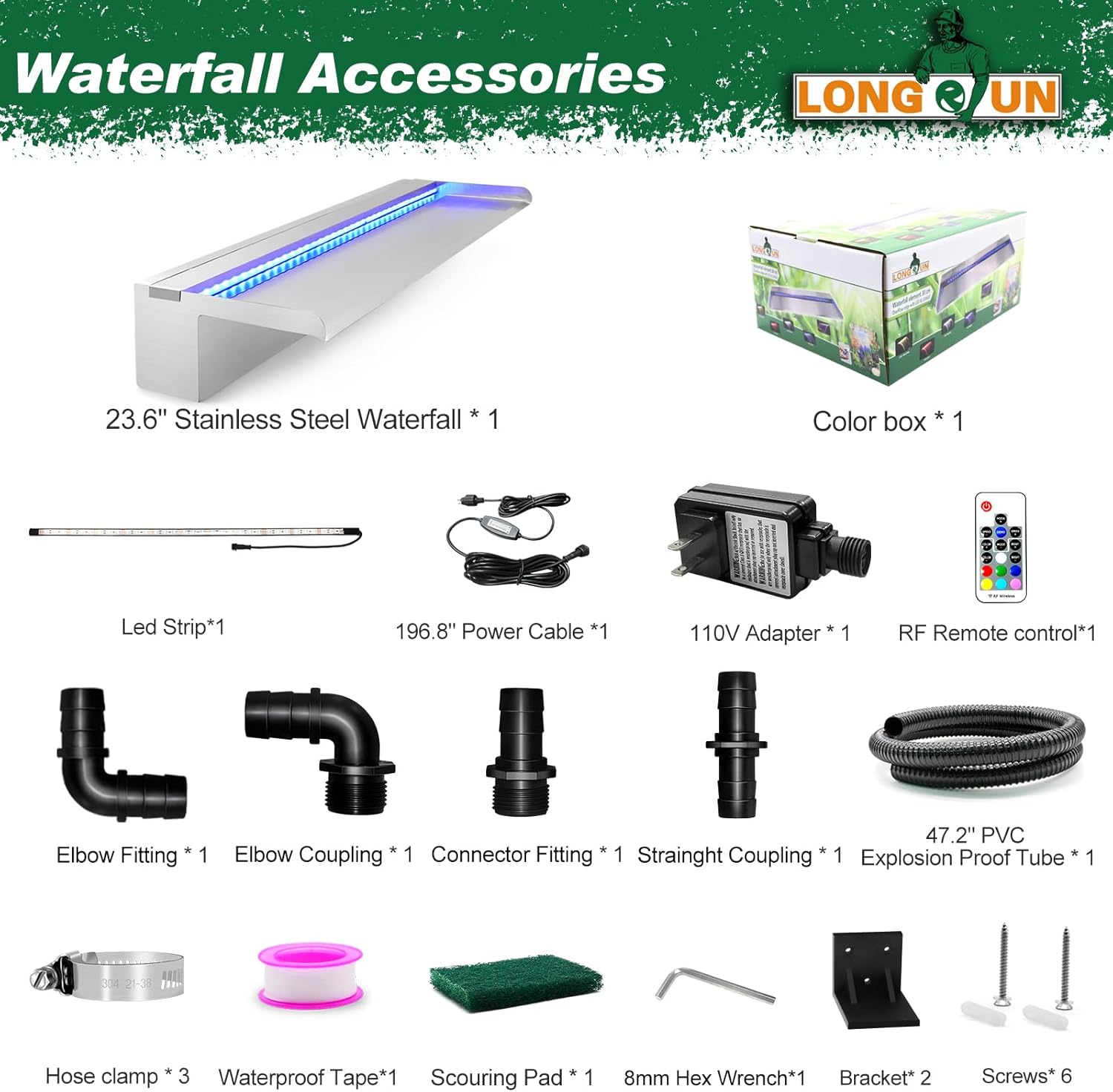 Longrun Fontane Cascata Piscina 60cm - Acciaio Inox - immagine 2