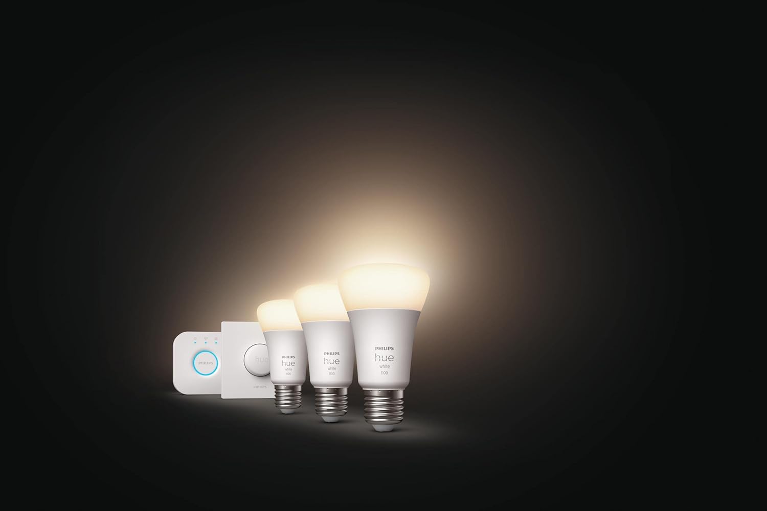 Philips Hue White Starter Kit 3 Lampadine E27 + Bridge + Smart Button - immagine 2