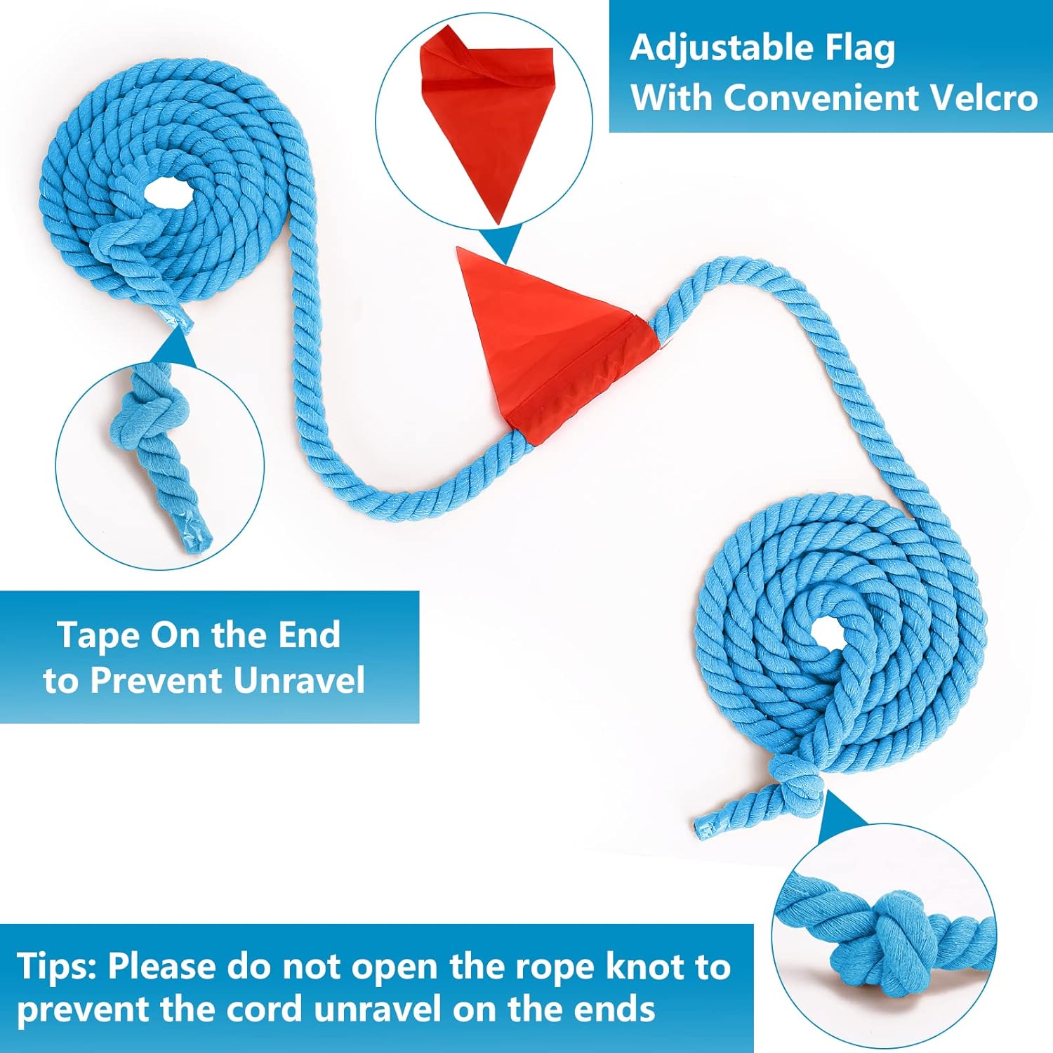 CWLAKON Gioco di Corda per Tiro alla Fune 18m, Blu - immagine 4
