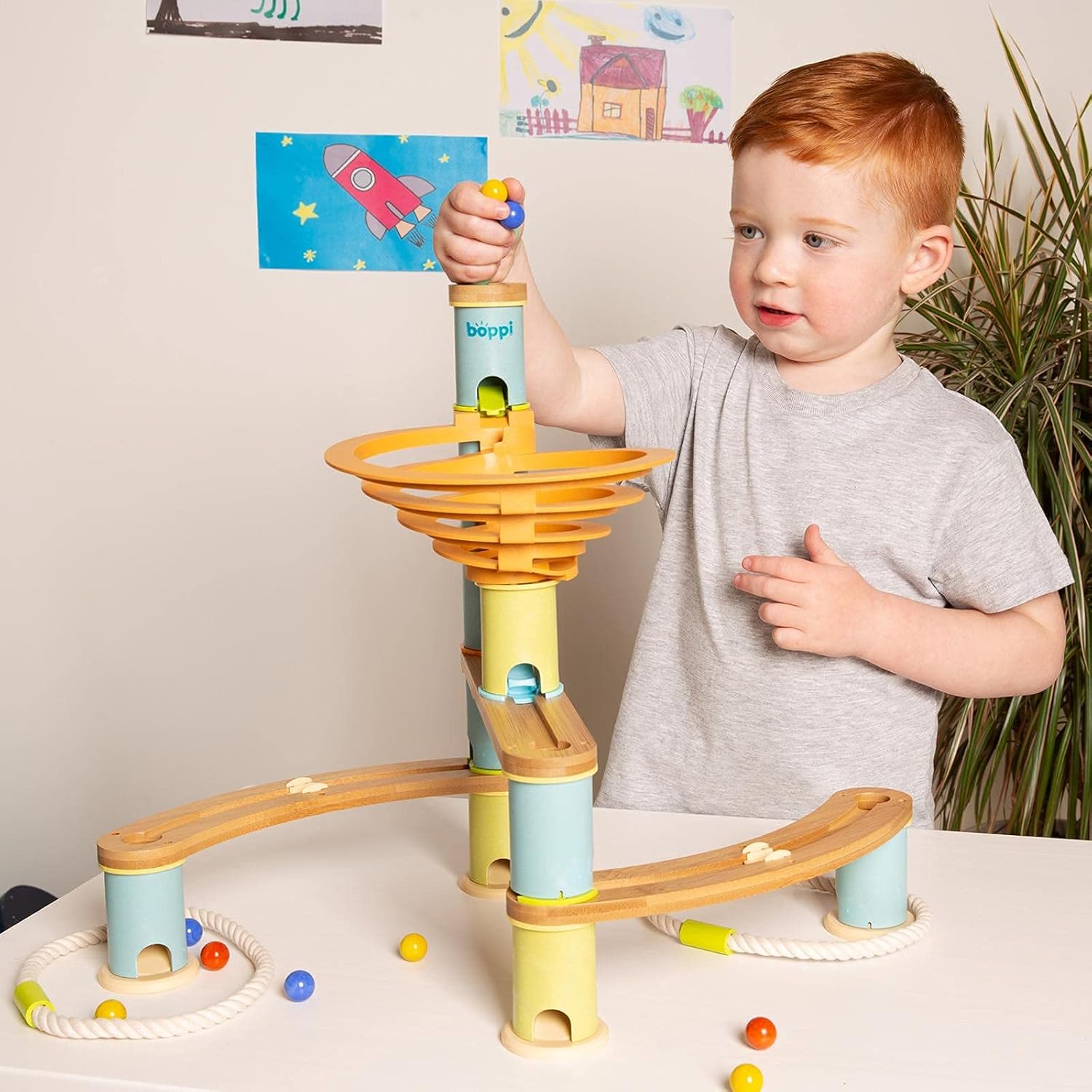 Boppi - Pista Biglie in Legno per Bambini (48 pz) - immagine 2