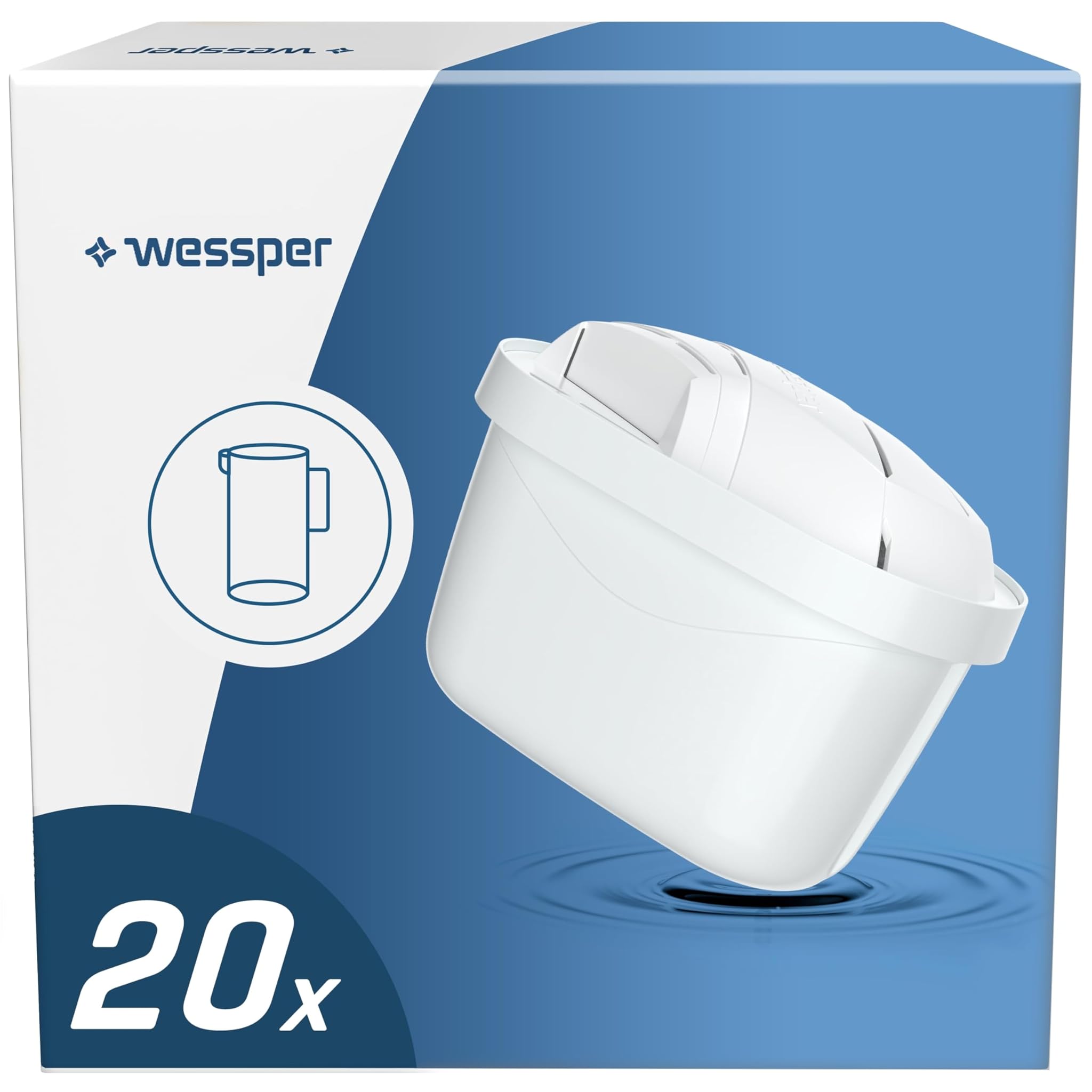 Wessper Filtro Acqua per Caraffa, 20 Pezzi