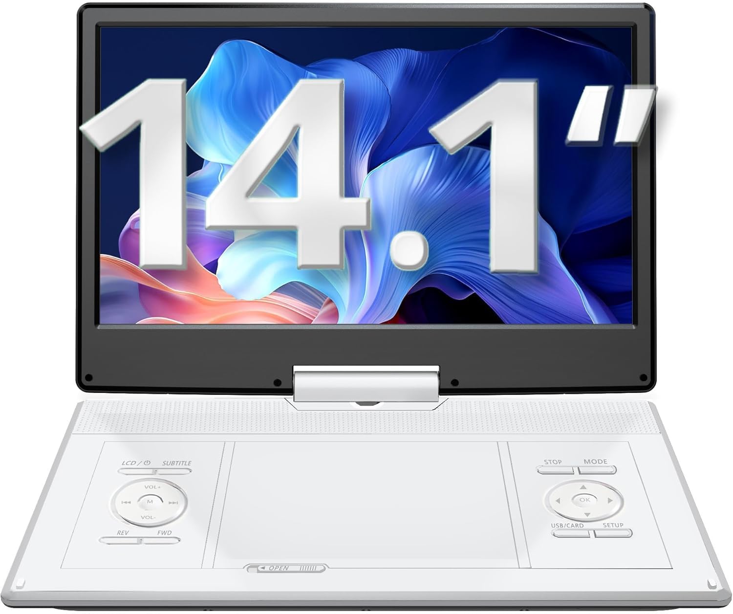 Yoton Lettore DVD Portatile 16.9" HD 14.1" Bianco
