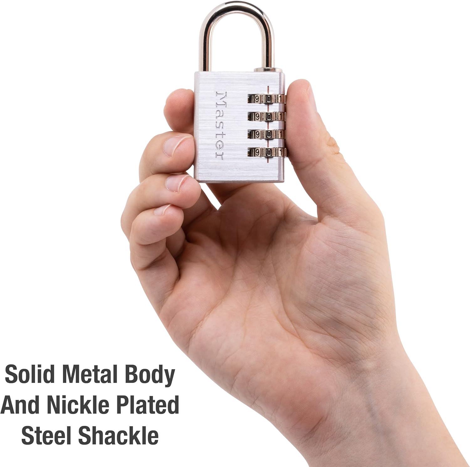 Master Lock, 643EC4 - Lucchetto a combinazione, set di 4 pezzi, argento - immagine 2