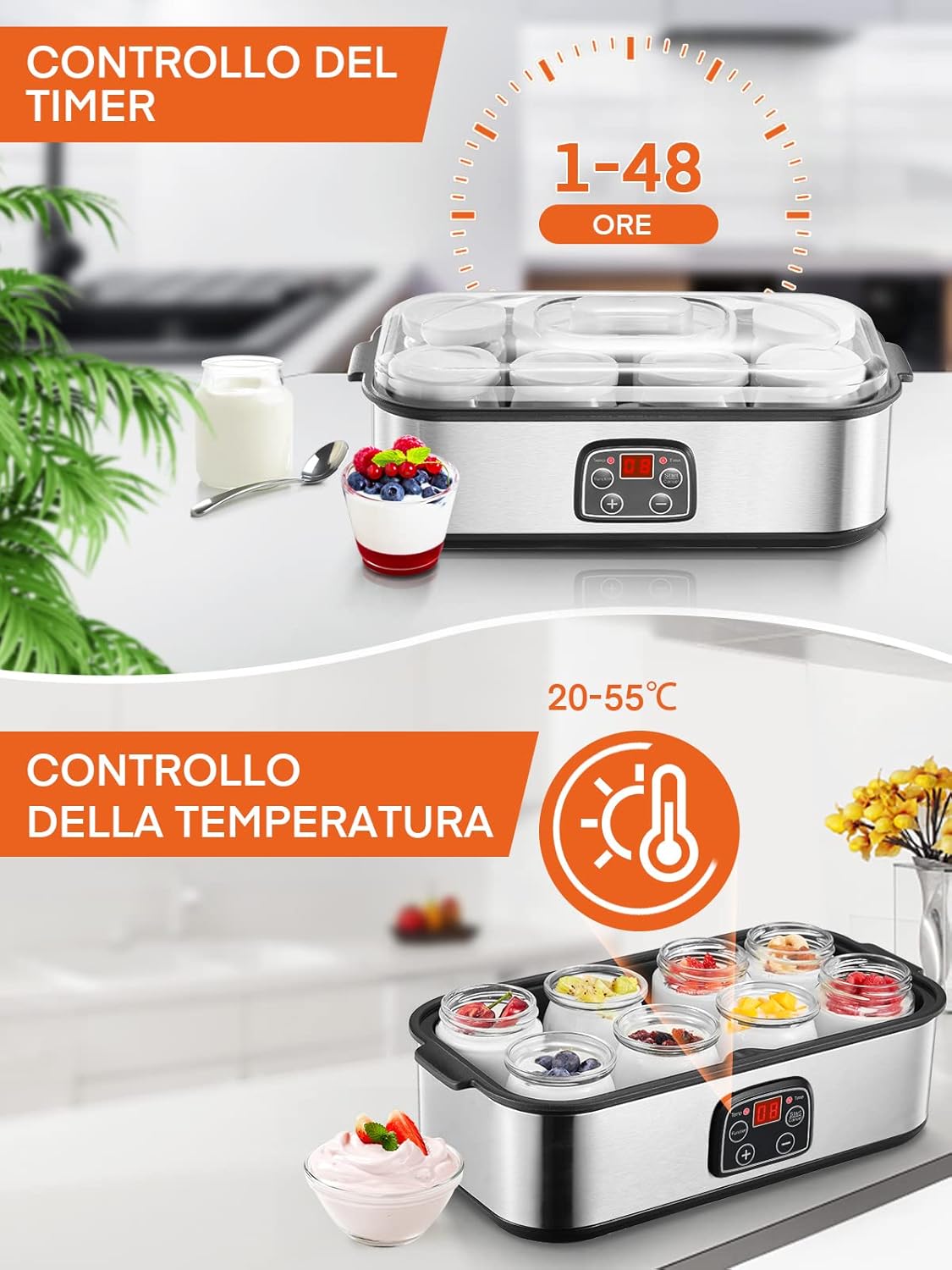 FOHERE Yogurtiera Elettrica con LCD Display - immagine 2