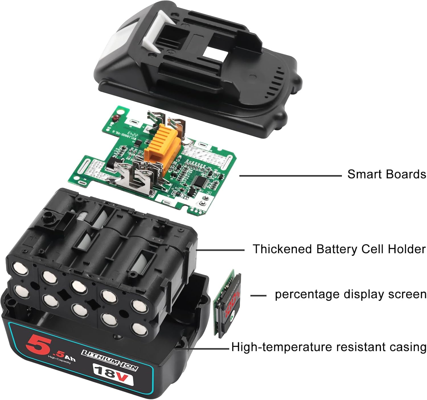 Batteria di Ricambio 18V 5,5Ah per BL1860B - immagine 2
