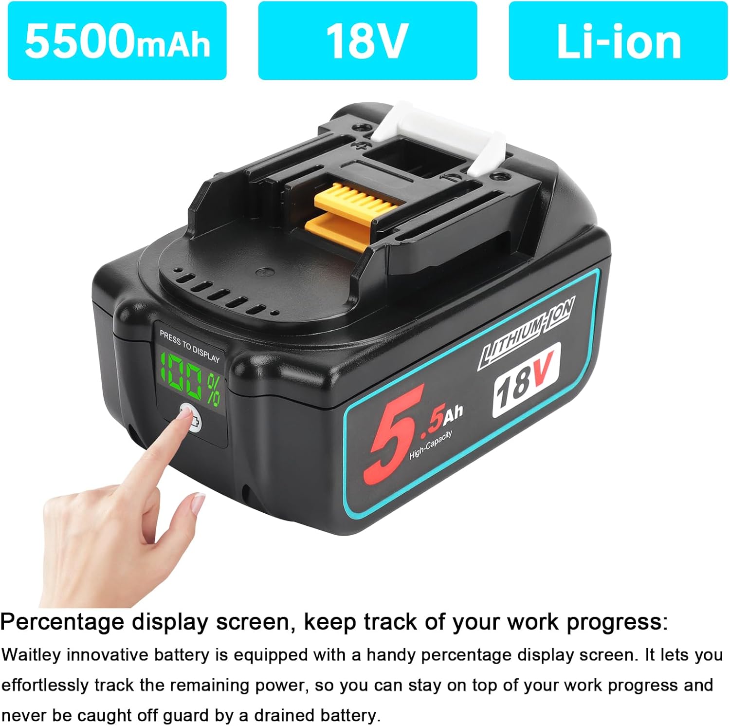 Batteria di Ricambio 18V 5,5Ah per BL1860B - immagine 3