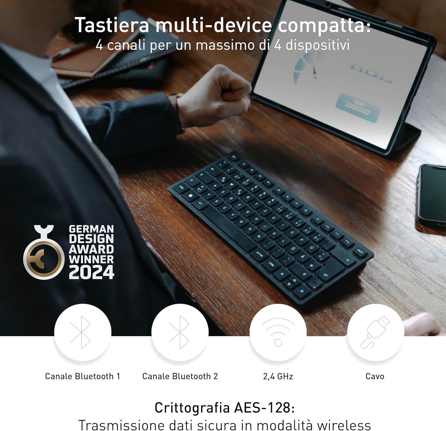 Cherry KW 9200 MINI - Tastiera Multidispositivo Compatta - immagine 2