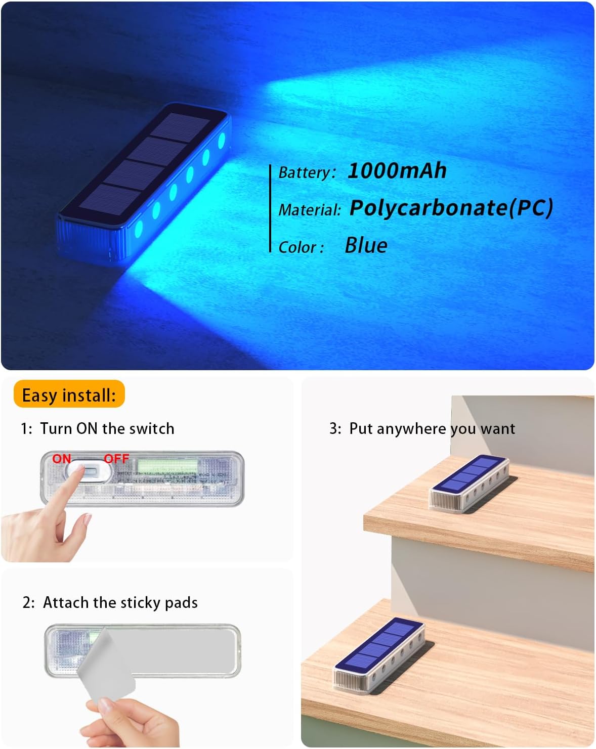 Luci Solari Esterno Giardino Blu IP68 (6 Pezzi) - immagine 5