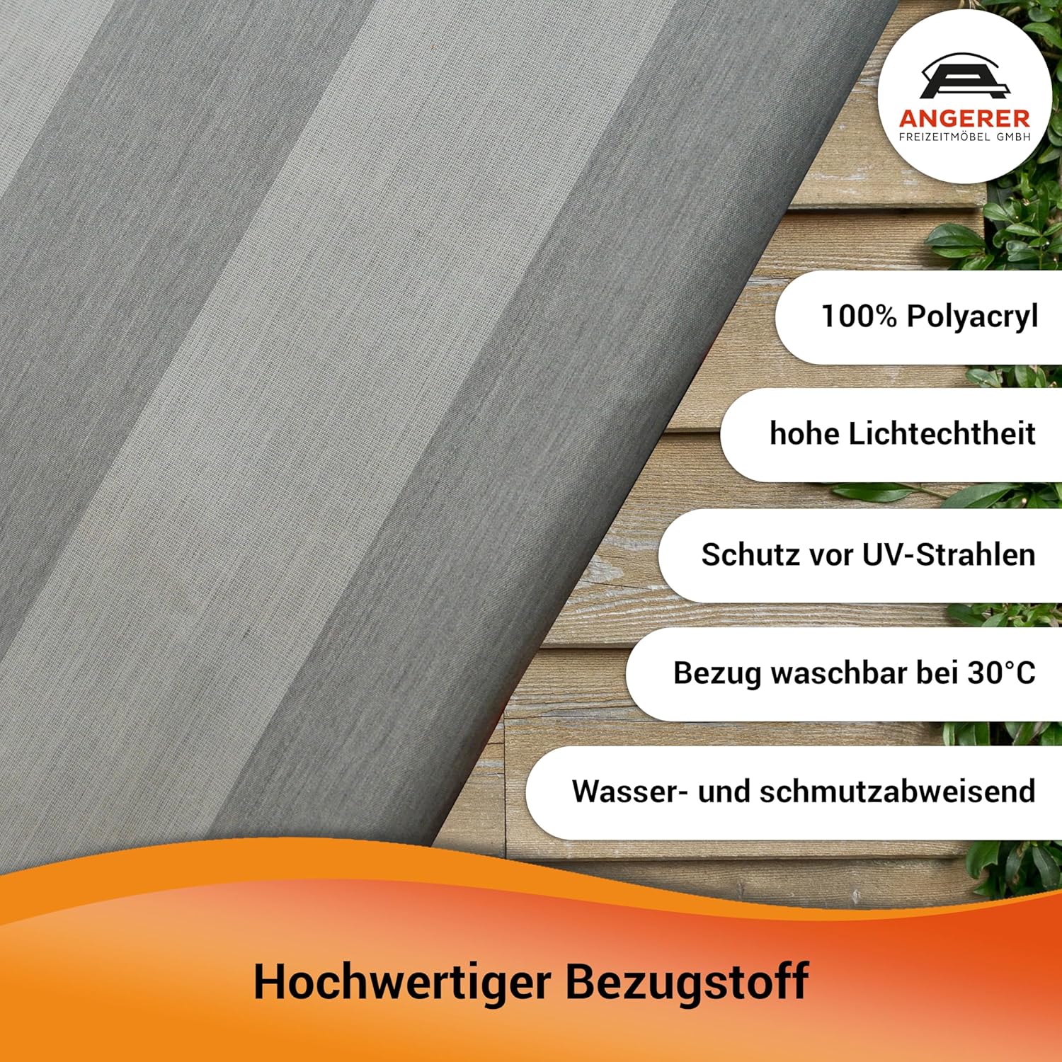 Angerer Tenda da Sole Premium a Strisce, 200 cm, Colore: Grigio Chiaro - immagine 3