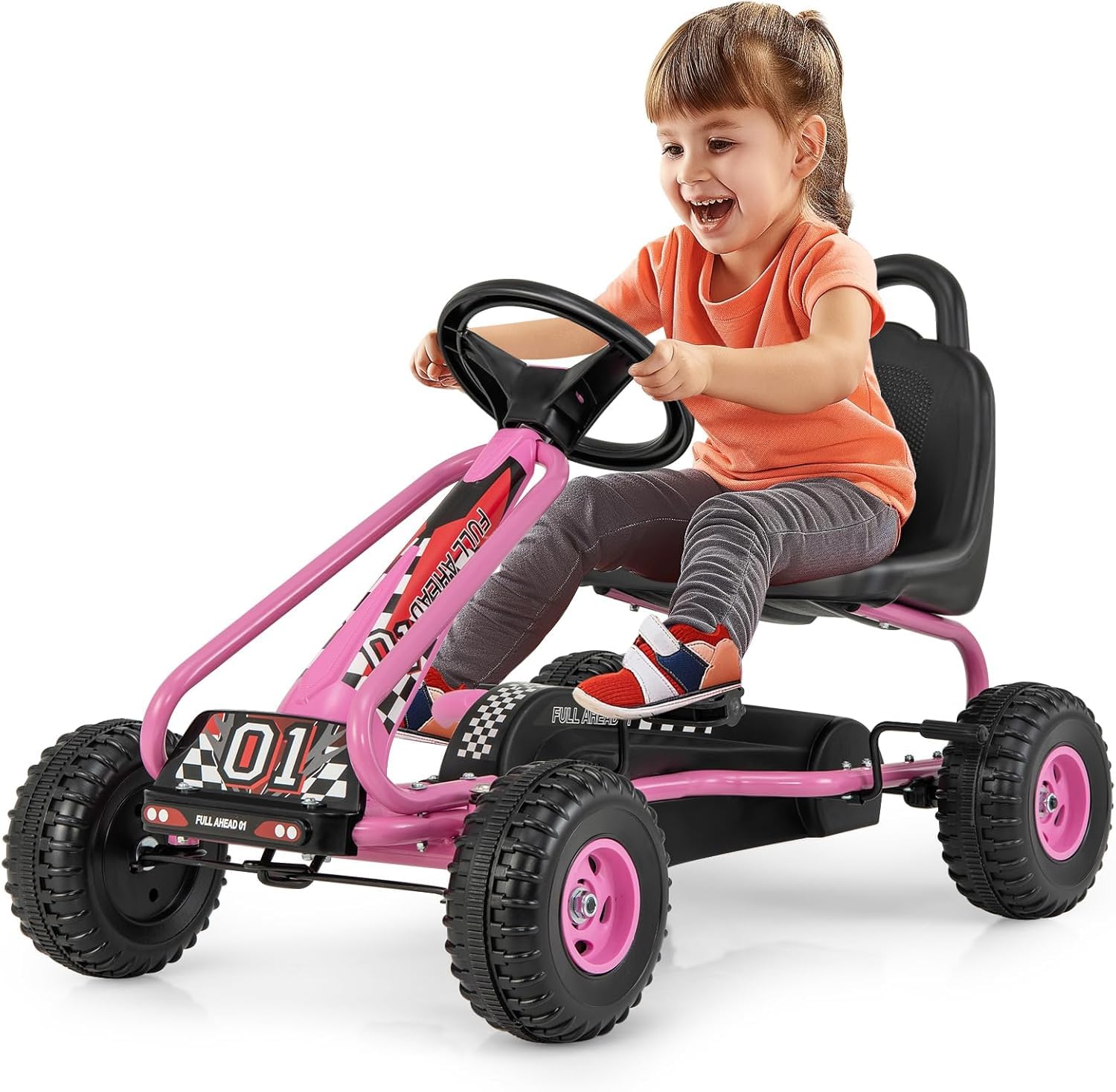 Fantask Gokart con Sedile Regolabile, Rosa