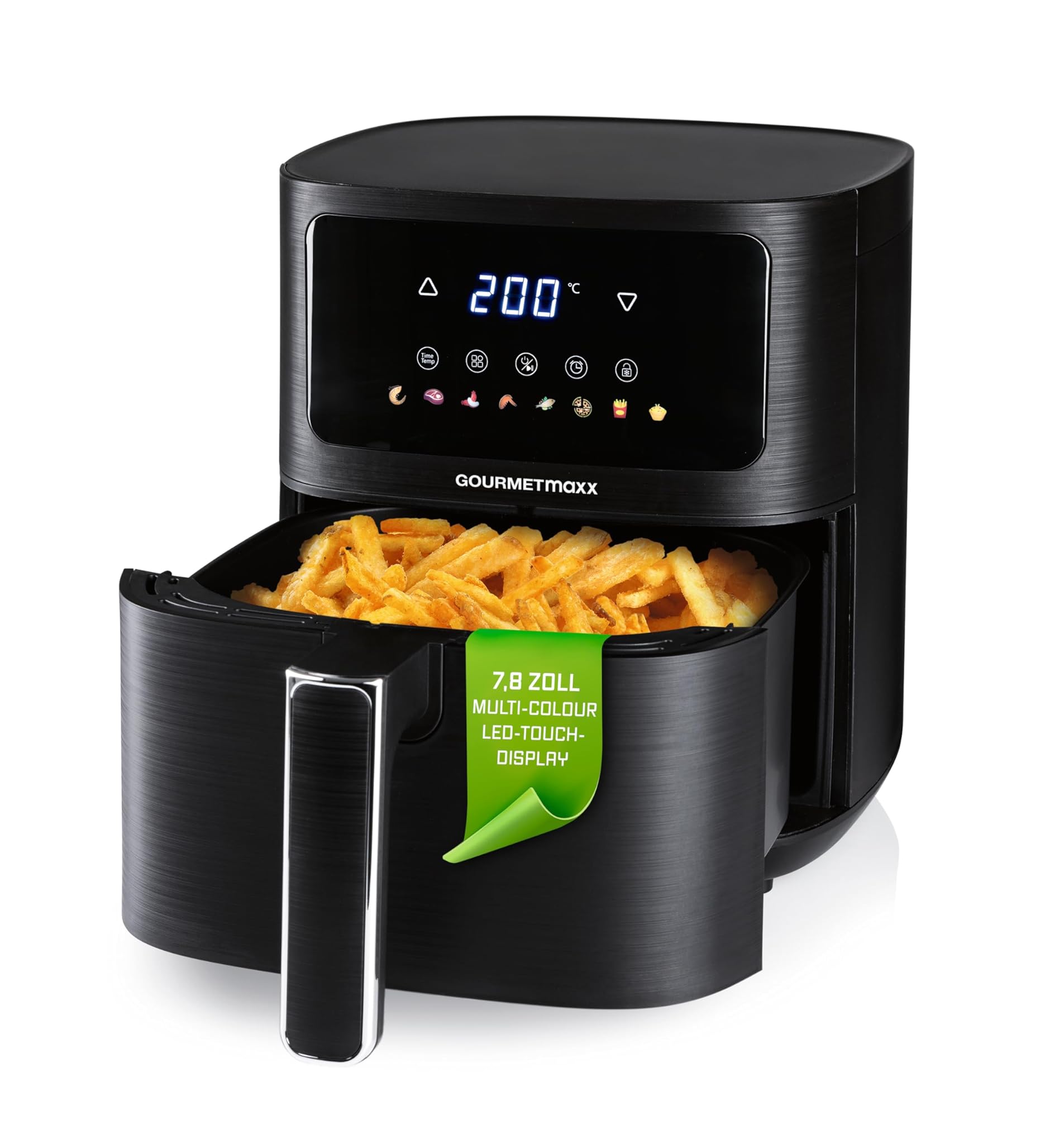 GOURMETmaxx AirGenius - Friggitrice ad aria calda, 4,5 l, friggitrice con 6 funzioni, 8 programmi, mini forno, cibi a basso contenuto di grassi per max. 3 persone, friggitrice ad aria calda con