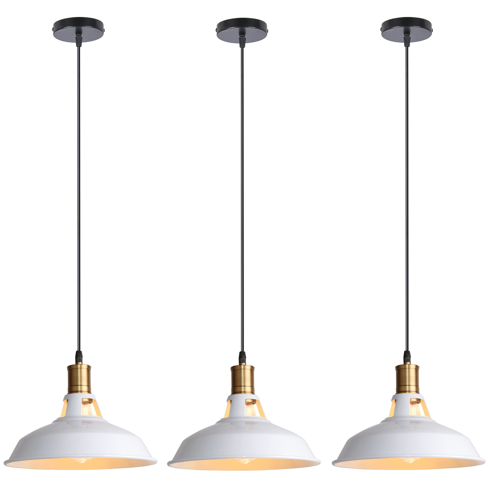 Idegu Lampadario a Sospensione Vintage Industriale 27cm, Bianco