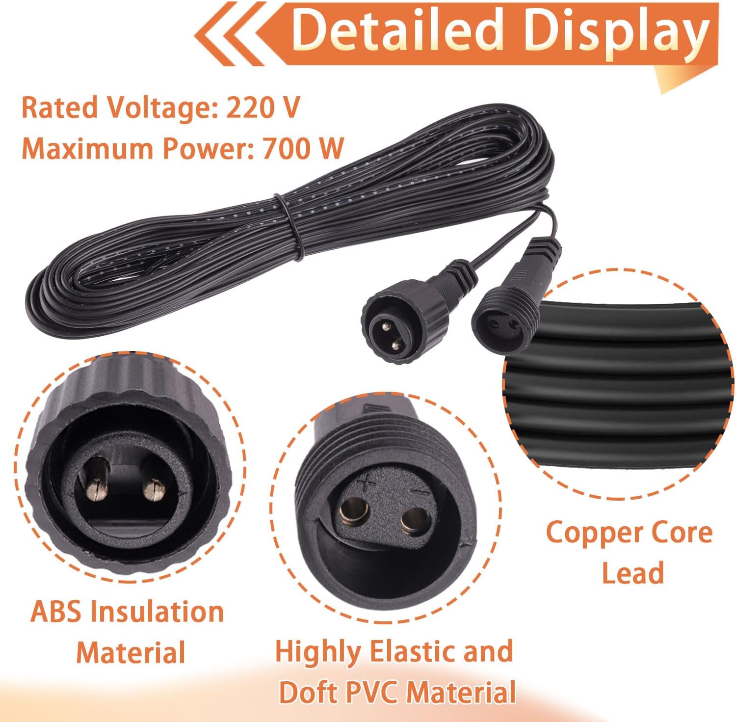 Prolunga Luci 2 Pin IP65 Impermeabile 10M/32.8Ft - immagine 3