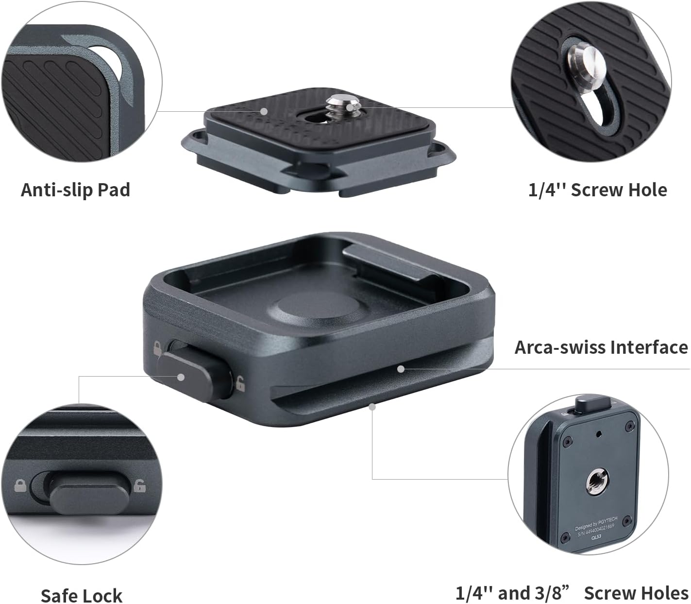 Pgytech Piastra e Morsetto a Sgancio Rapido per Fotocamera - immagine 3