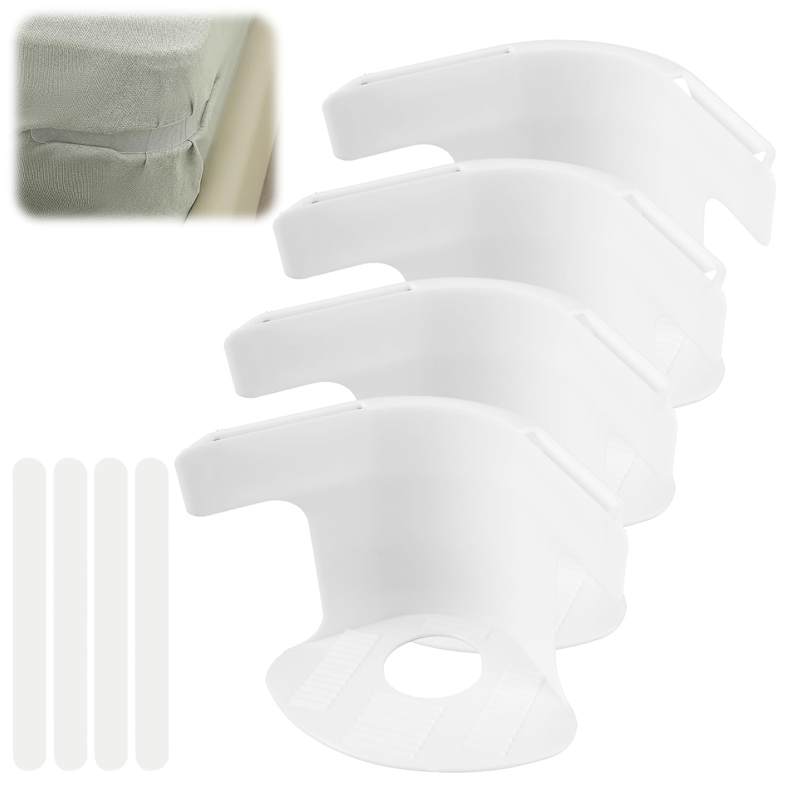 Ferma Lenzuola X Angoli con Strisce di Blocco 4 Pezzi, Bianco