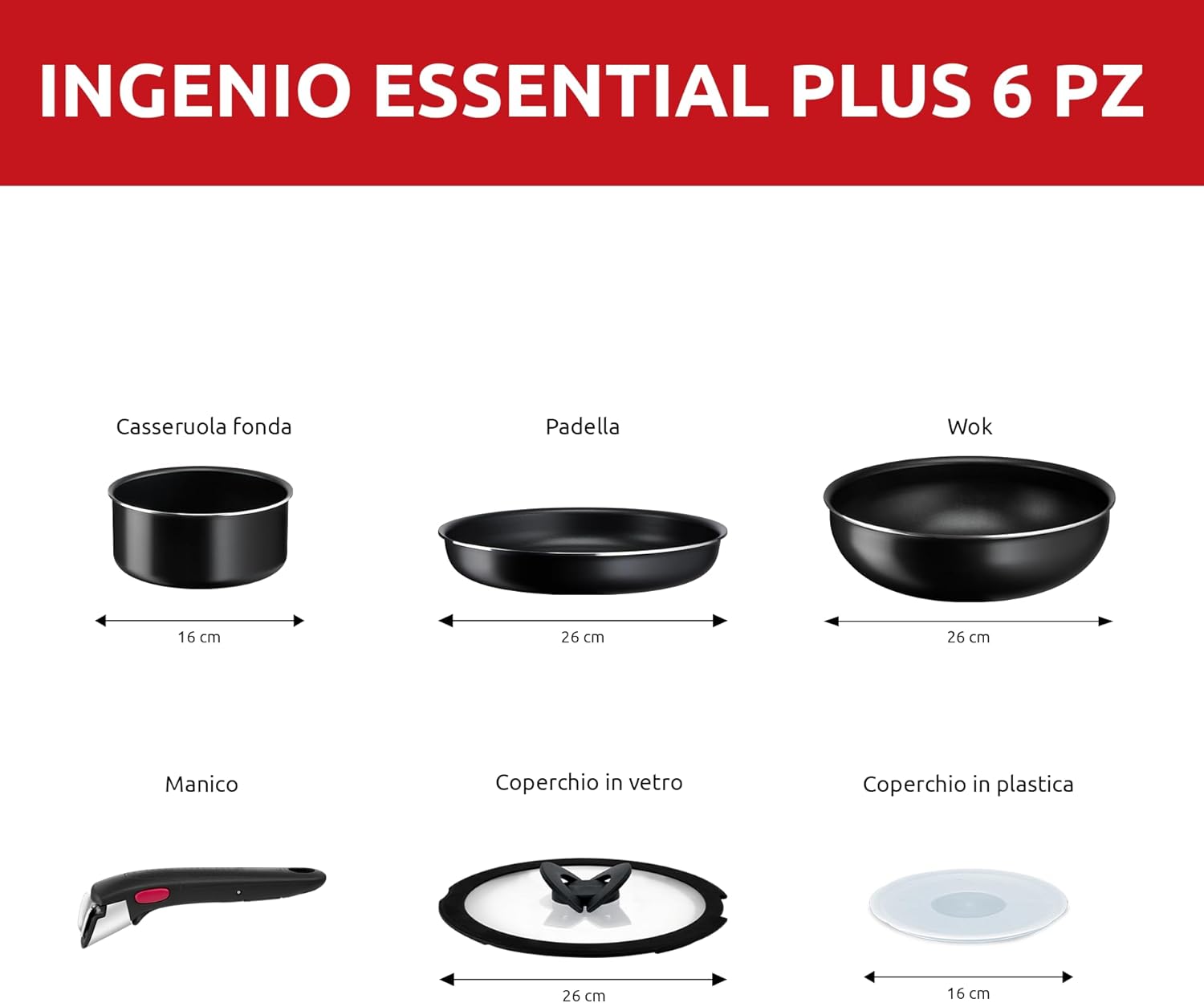 Lagostina Ingenio Essential Plus - Set 6 Pezzi Antiaderente - immagine 2