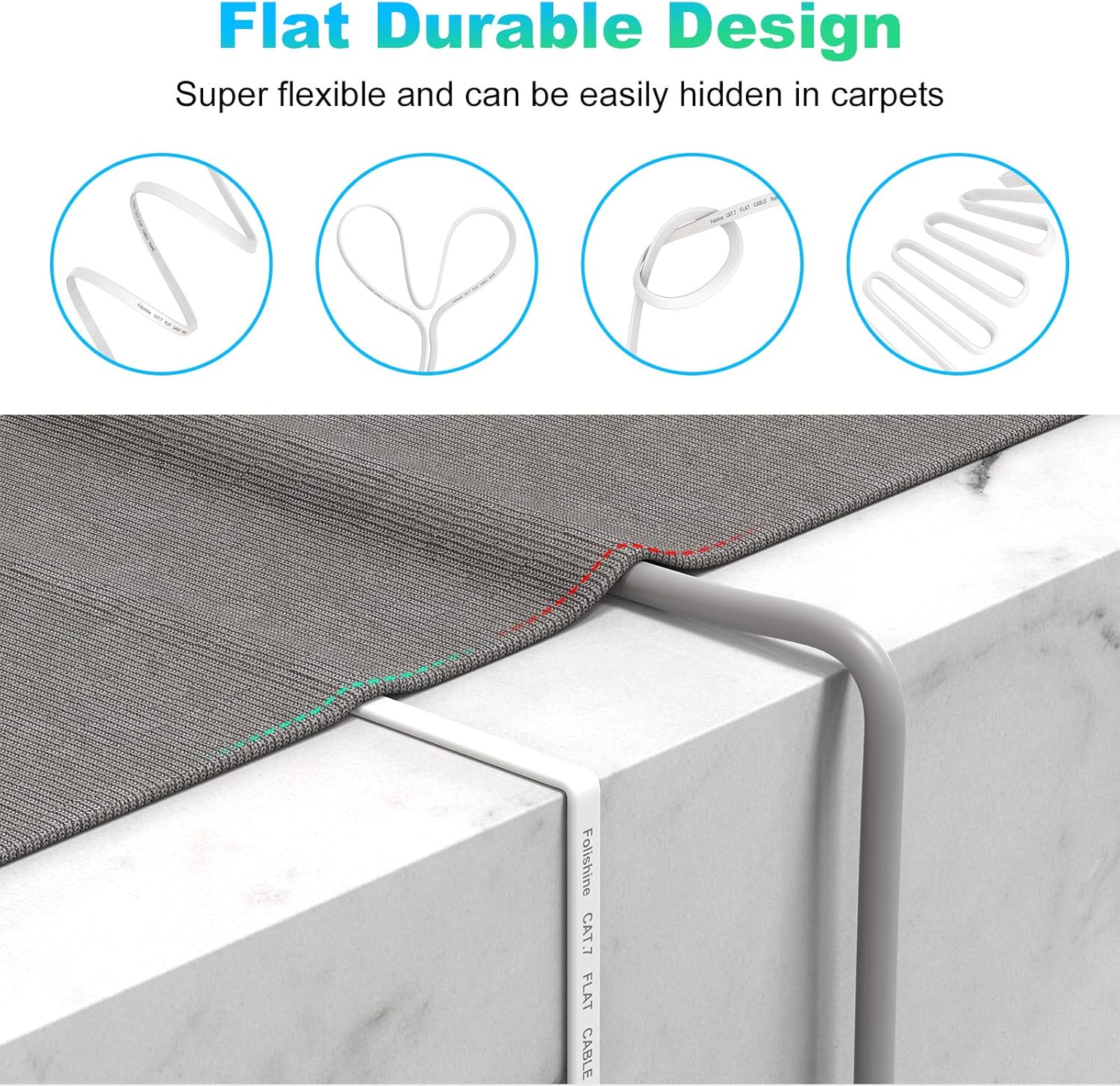 Cavo Ethernet Cat7 10m ad Alta Velocità, Bianco - immagine 5