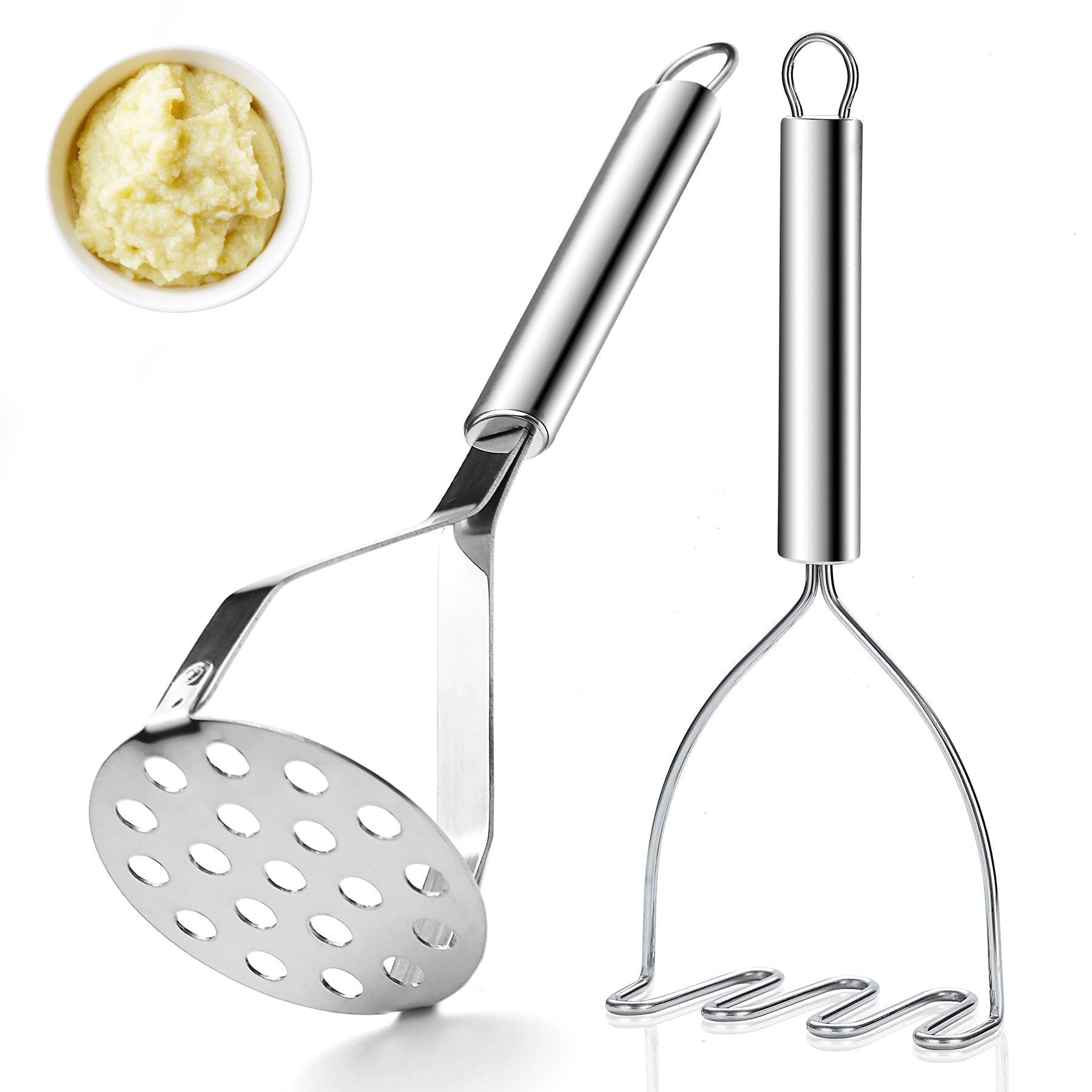 Schiacciapatate in acciaio inossidabile 2 pezzi, Schiacciapatate durevole Utensili da cucina, Gadget da cucina facili da pulire