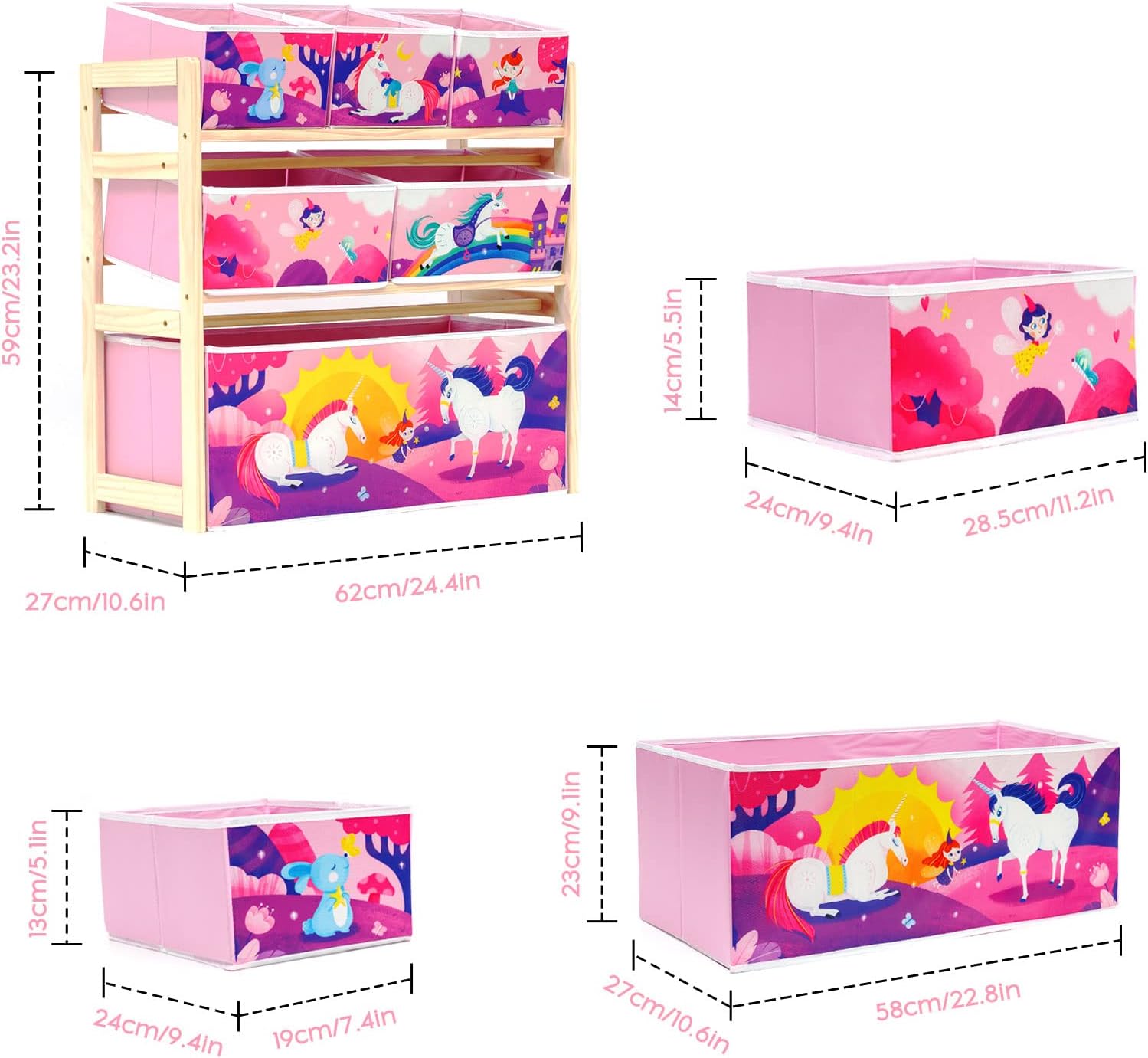 Scaffale per Giocattoli con 6 Contenitori - immagine 3