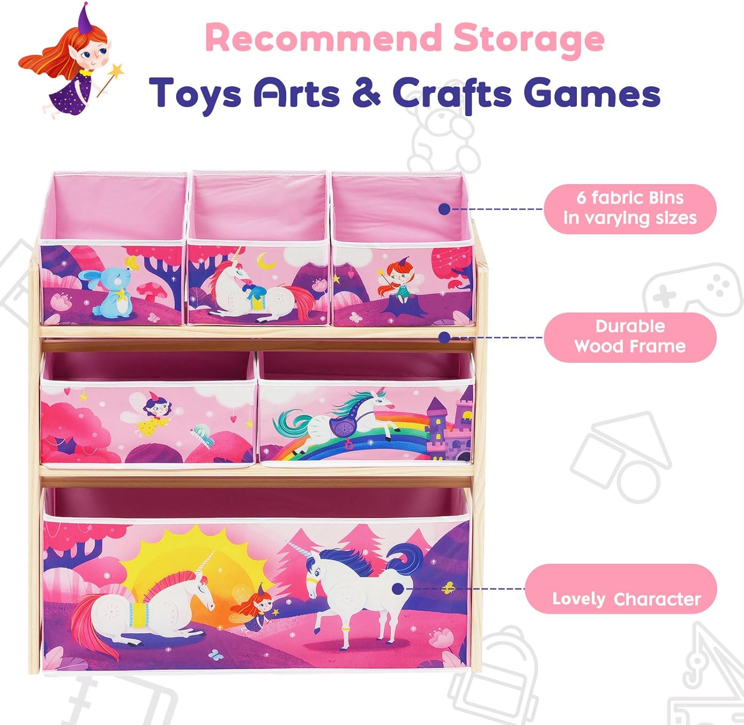 Scaffale per Giocattoli con 6 Contenitori - immagine 5