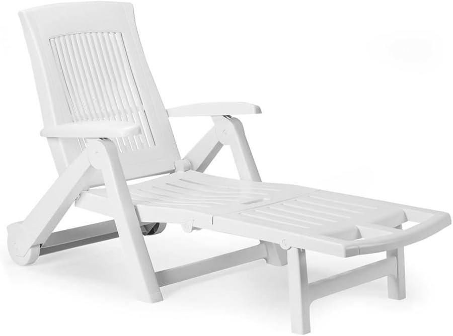 Dmora Lettino Prendisole Livorno Regolabile, Bianco