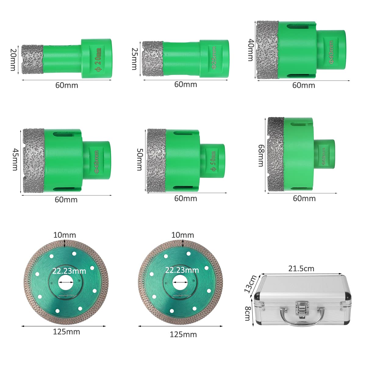 Snowtaros 6 Pezzi Punta per Trapano Diamantata M14 - immagine 2