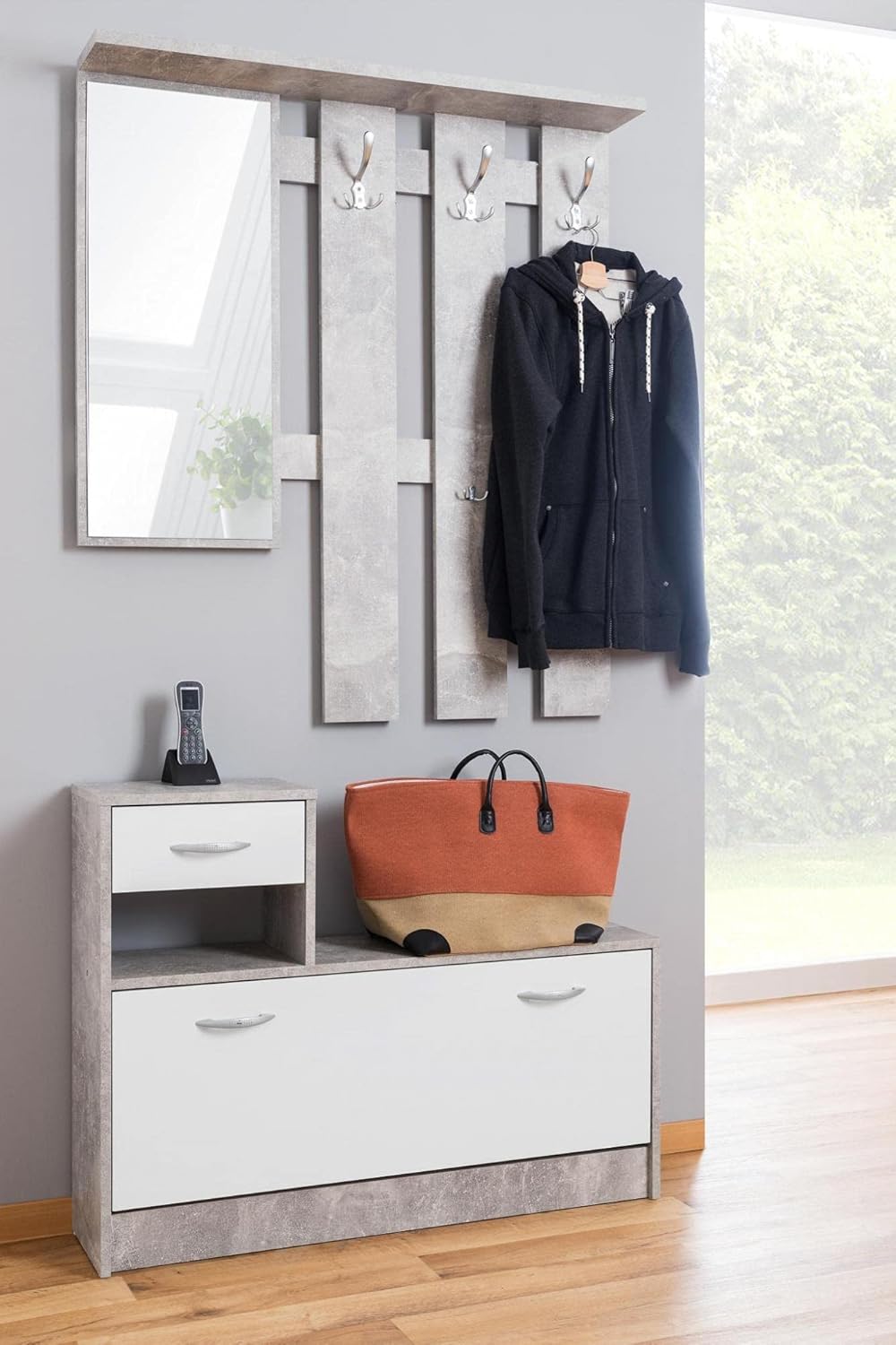 Dmora Mobile da Ingresso con Specchiera e Scarpiera