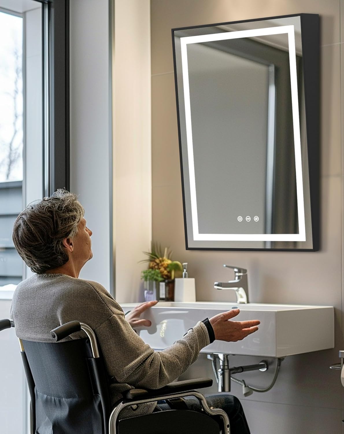 Luvodi Specchio LED da Bagno Inclinabile 60x90cm