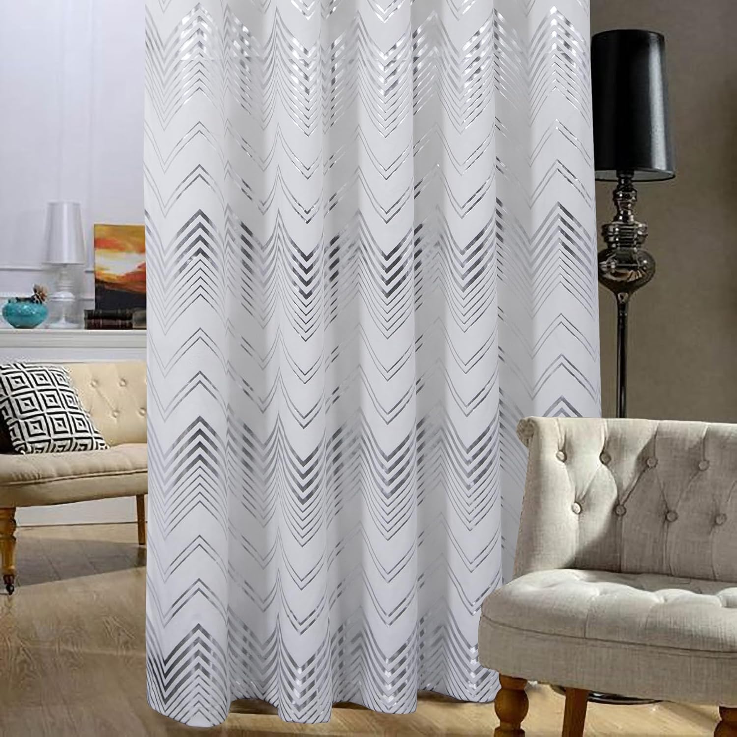 Always4u Tenda Oscurante Velluto 140x245cm, Bianco - immagine 1