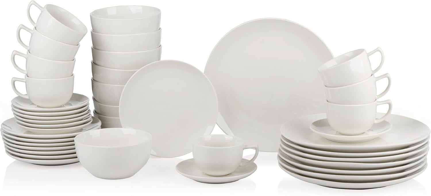 Alpina Servizio Piatti Ceramica 40 Pezzi, Bianco