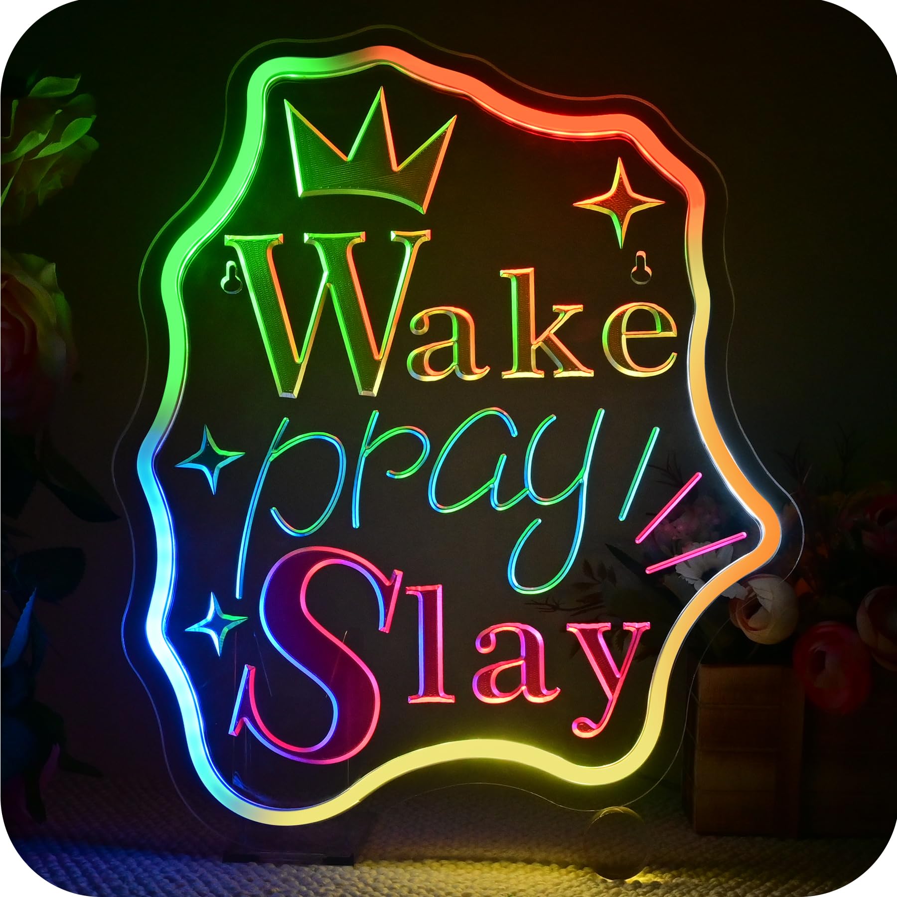 Wanxing Wake Pray Slay Neon - Scritta LED Decorativa