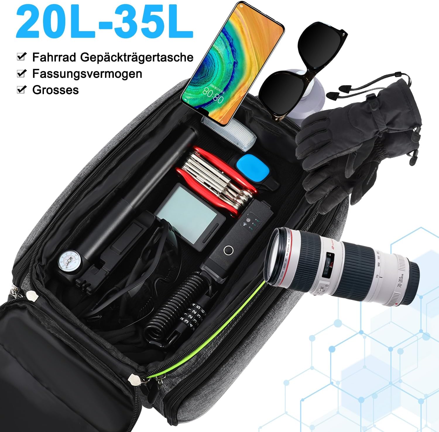 Lixada Borsa Posteriore per Bici 20-35L Impermeabile - immagine 2