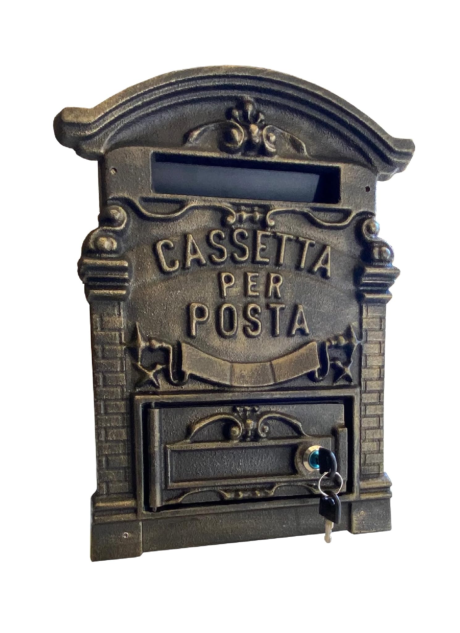 Kippen 1183X - Cassetta Porta Lettere in Ghisa Modello "Old", Color Bronzo
