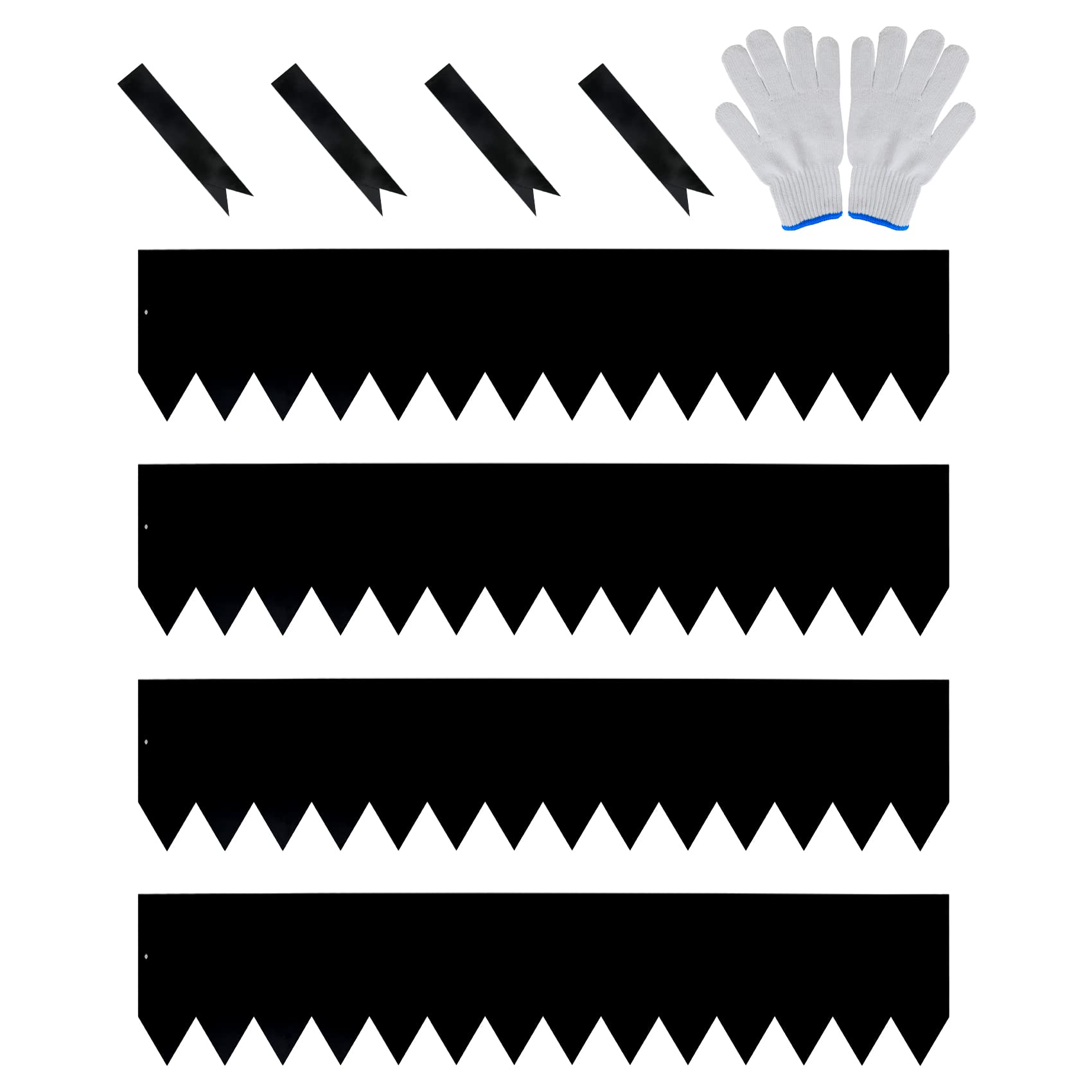 Joneshousedeco Bordi Zincati per Prato, 4 Pezzi, Neri