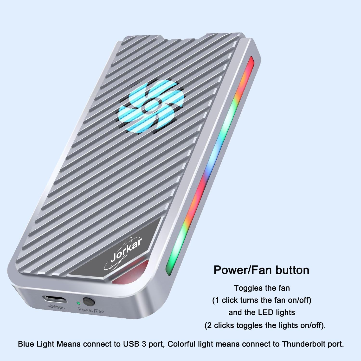 Jorkar Scatola SSD NVMe Esterno 40Gbps con Ventola - immagine 11
