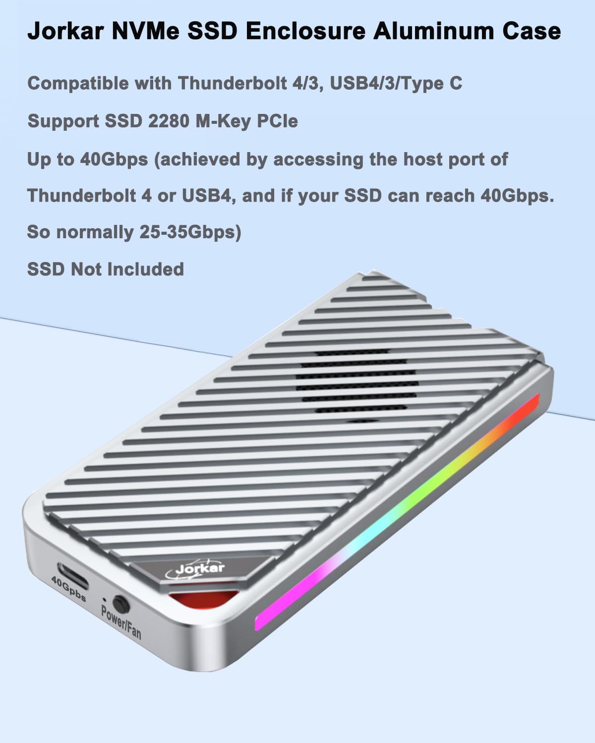 Jorkar Scatola SSD NVMe Esterno 40Gbps con Ventola - immagine 5