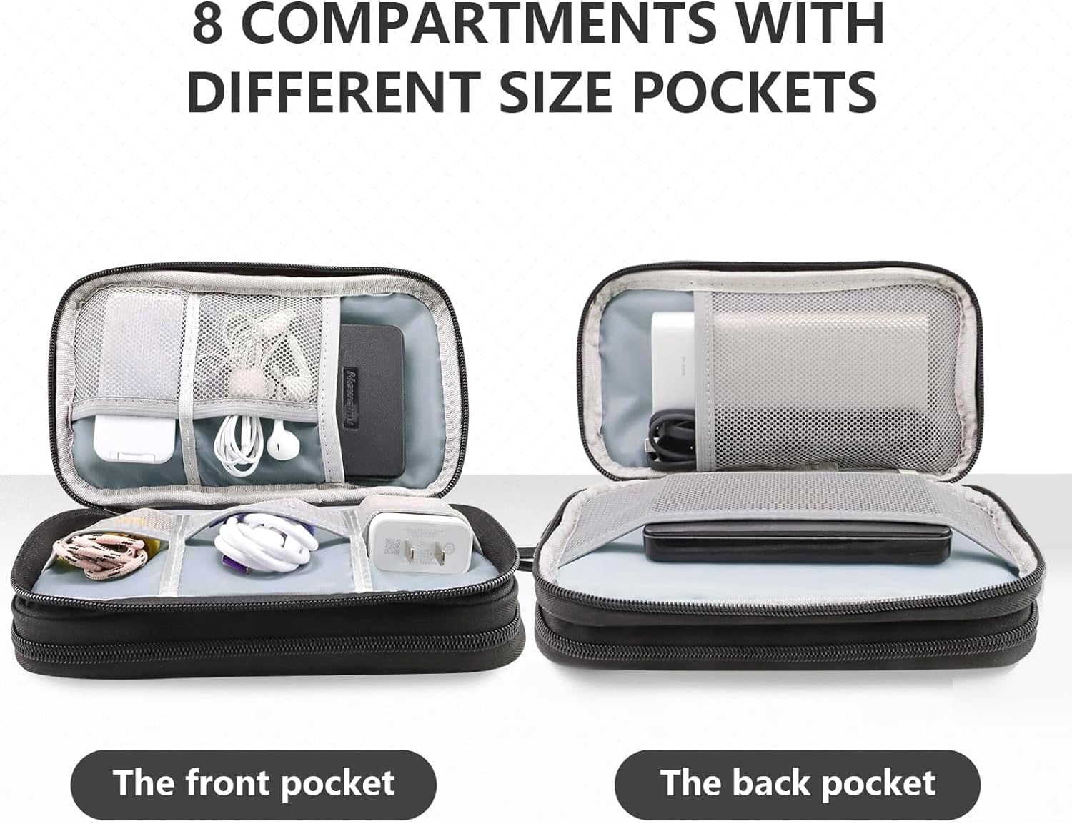 Teskyer Borsa Organizer Cavi Impermeabile, Nero - immagine 5