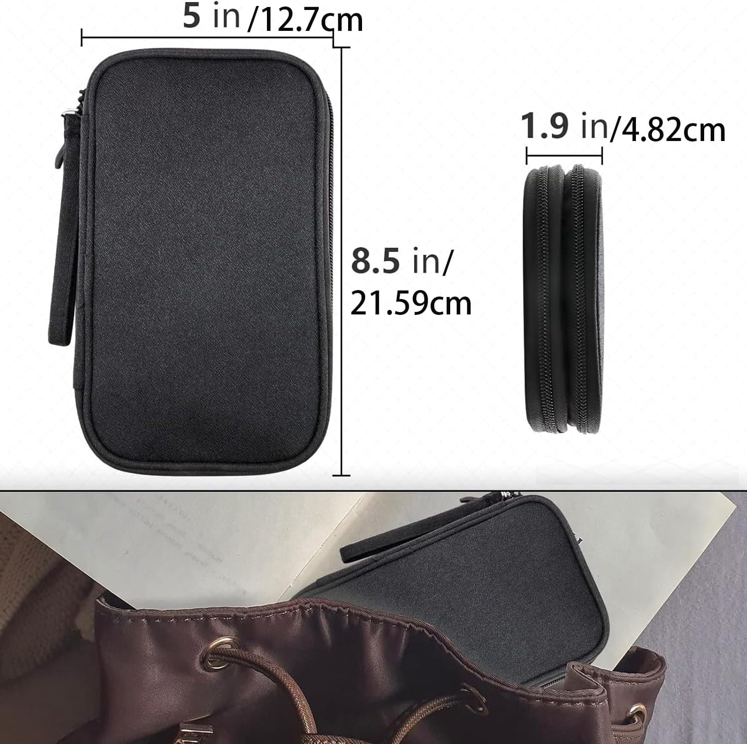 Teskyer Borsa Organizer Cavi Impermeabile, Nero - immagine 6