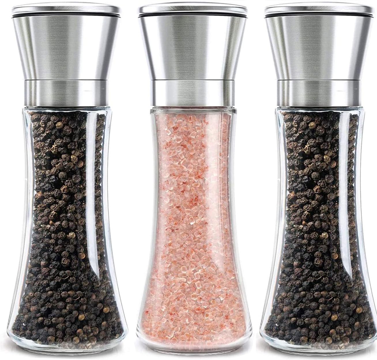 Macina Sale Pepe Manuale in Vetro e Acciaio Inox