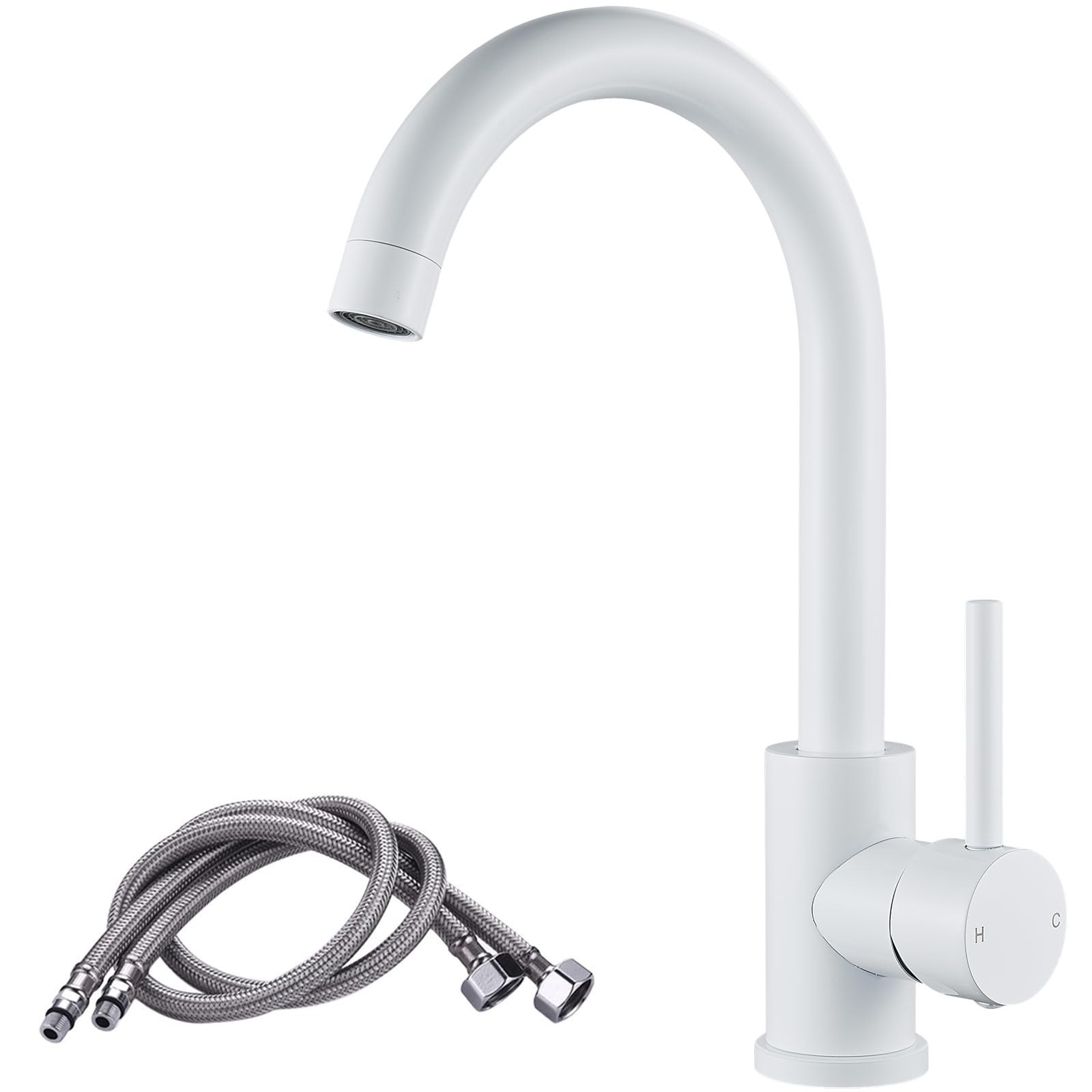 F-deen Rubinetto da Cucina in Acciaio Inox, Bianco