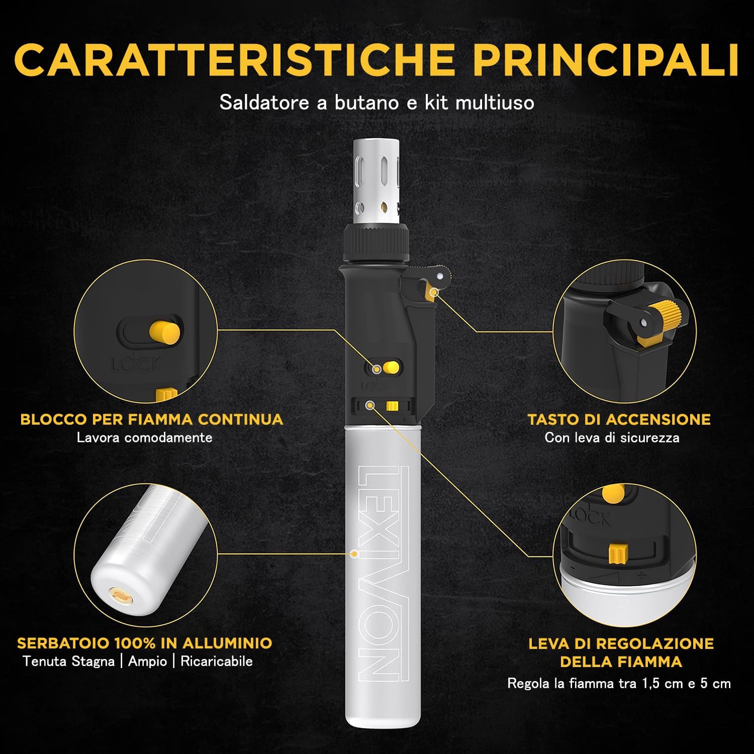 Saldatore a Butano LX-770 - Kit Multiuso 7 Punte - immagine 2