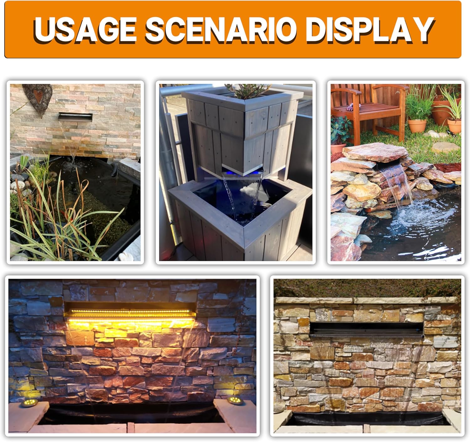 Longrunnew Kit Cascata Piscina Laghetto Acciaio Inox - immagine 5