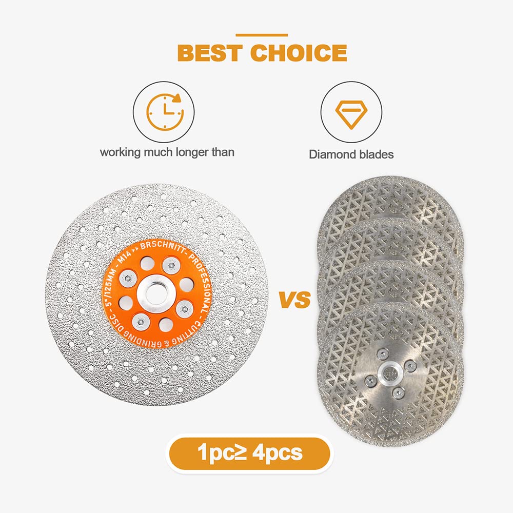 Brschnitt Disco Diamantato 125mm con Flangia M14 - 2 Pezzi - immagine 4