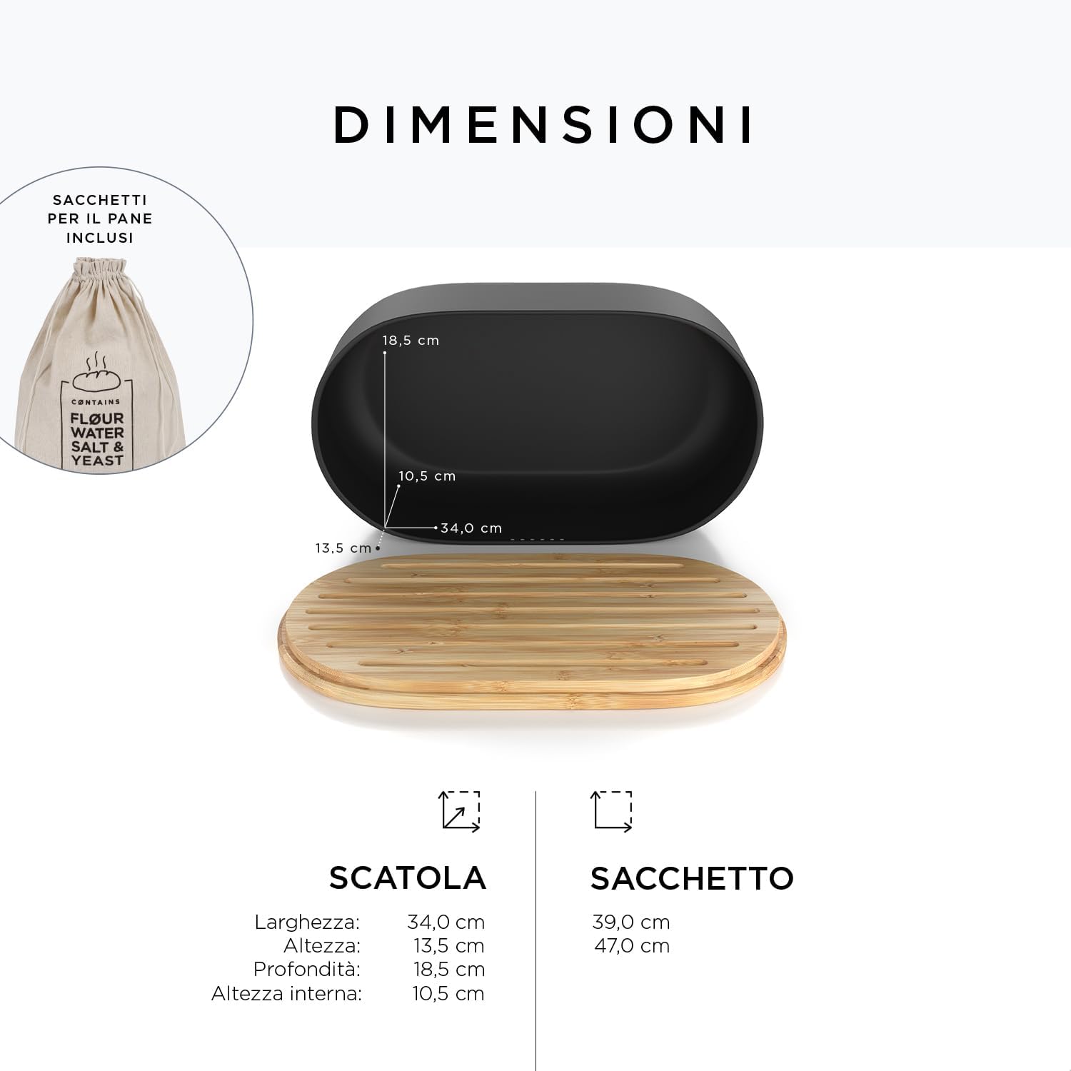 Portapane in Metallo con Coperchio in Bambù - immagine 4